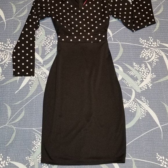 YIZOO Black Polka Dot Dress - Size: Medium - Picture 6 of 6